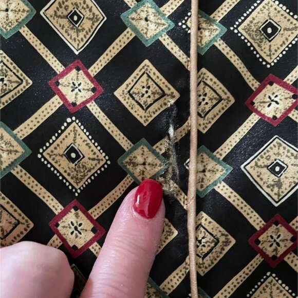 Vintage Victorias Secret Womens Satin Pajama Top Sz L Geometric Diamond Pattern - Picture 7 of 9